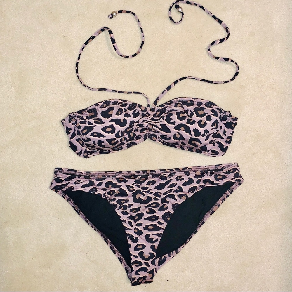 H&M Gray Cheeta Halter Bikini